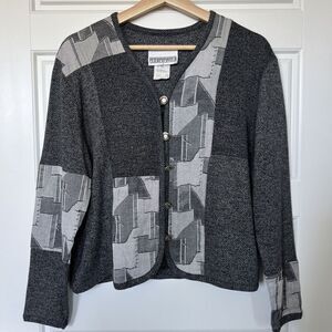 Vintage Peter Popovitch 1980’s Cardigan Sweater Gray Size Medium USA